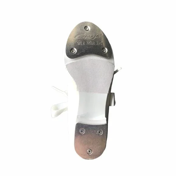 Capezio Jr. Tyette 625T Toddler White Tap 7.5 Wide Shoes Tie Bow Dance New - Picture 6 of 8